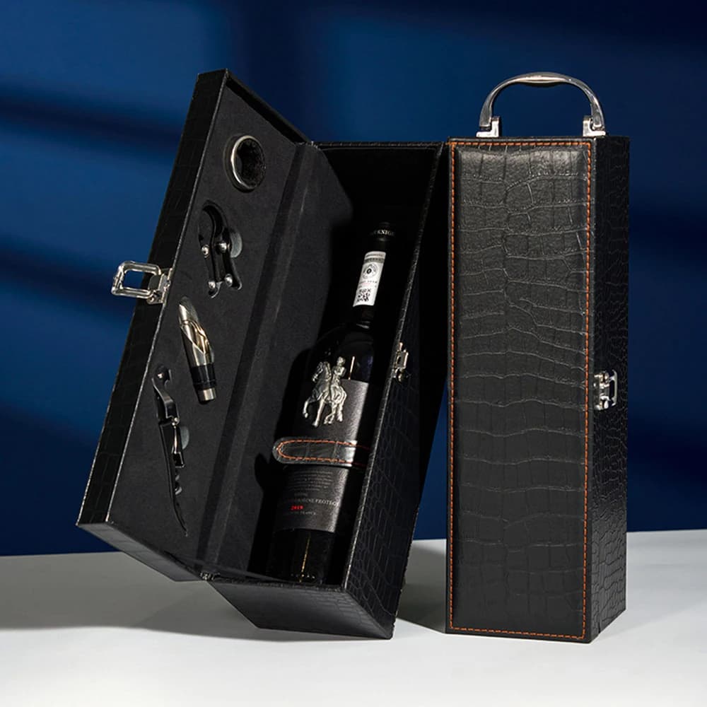 Przenośny zestaw prezentowy na wino z akcesoriami 🍷