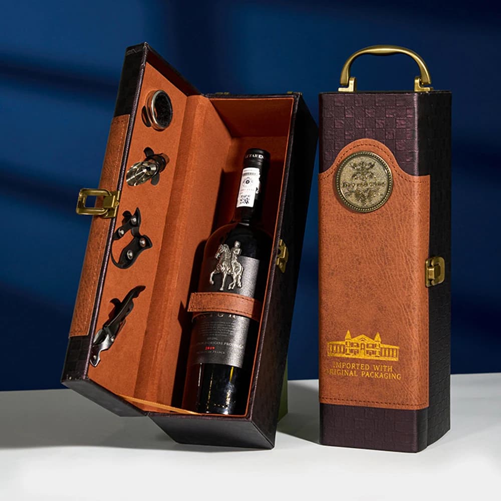 Przenośny zestaw prezentowy na wino z akcesoriami 🍷