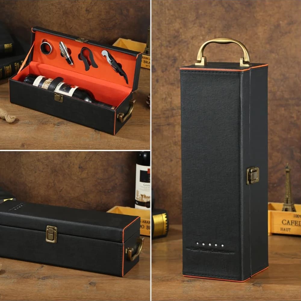 Przenośny zestaw prezentowy na wino z akcesoriami 🍷